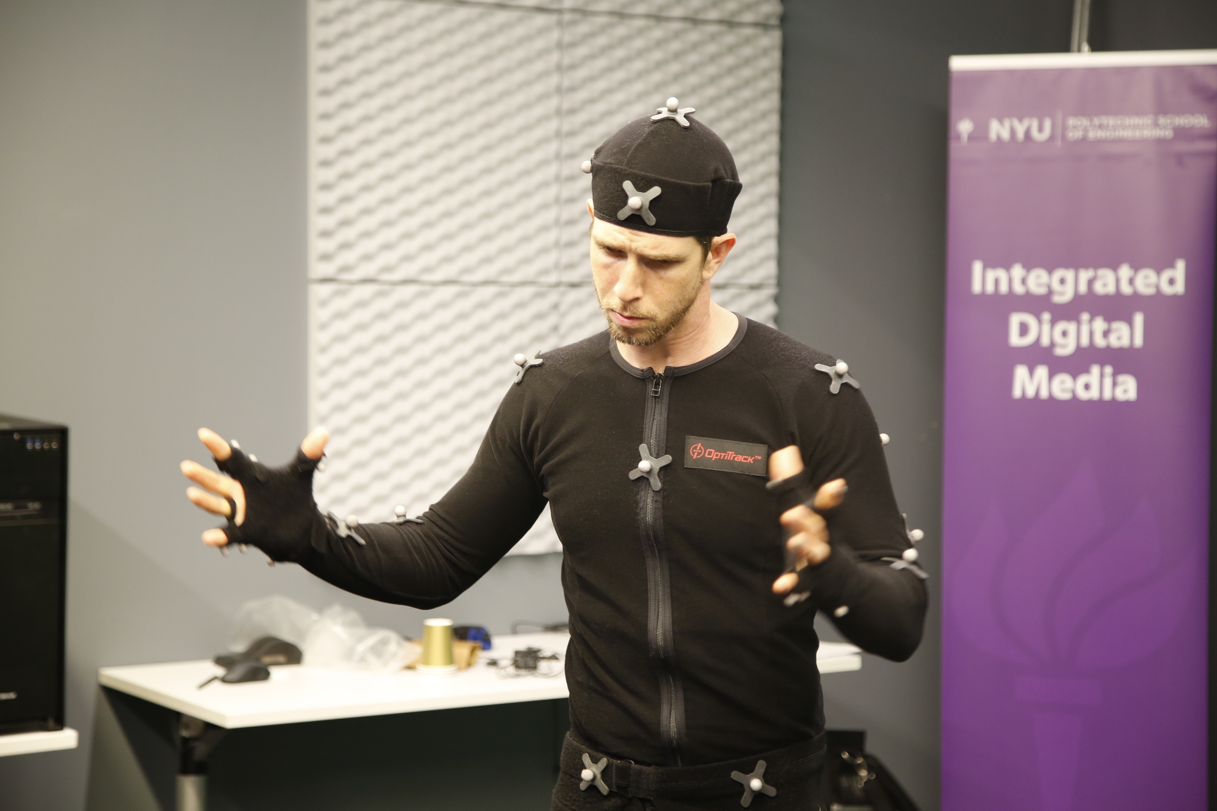 Zach Rehearses in Motion Capture Suit