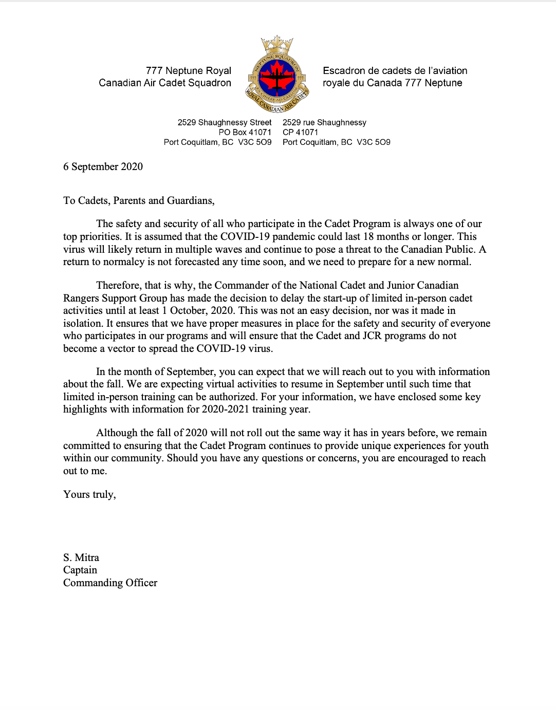 Update on the Training Year: 2020-2021