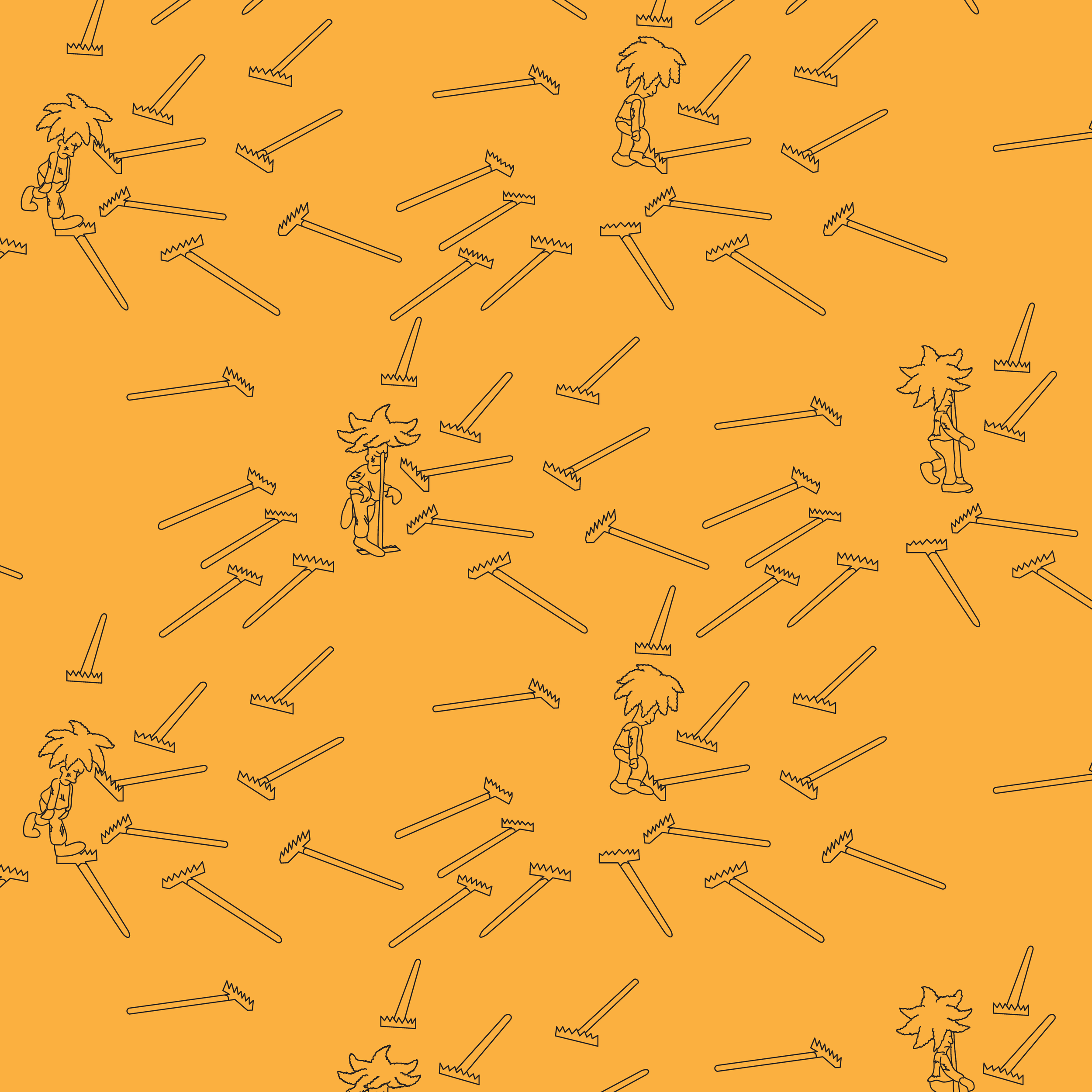 Sideshow Bob stepping on rakes one color repeating pattern