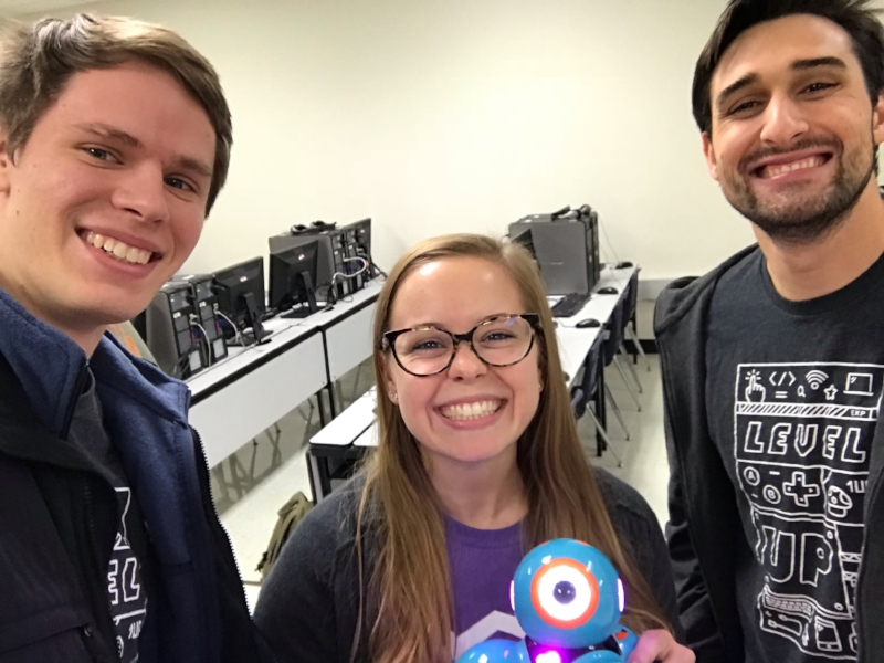 Brennan (right) with Bold Idea mentors Kevin and Nicki at Rosemont’s STEM Night, 2018