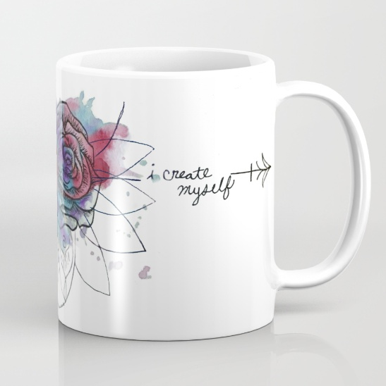 watercolor rose dreamcatcher bad wolf artwork mug