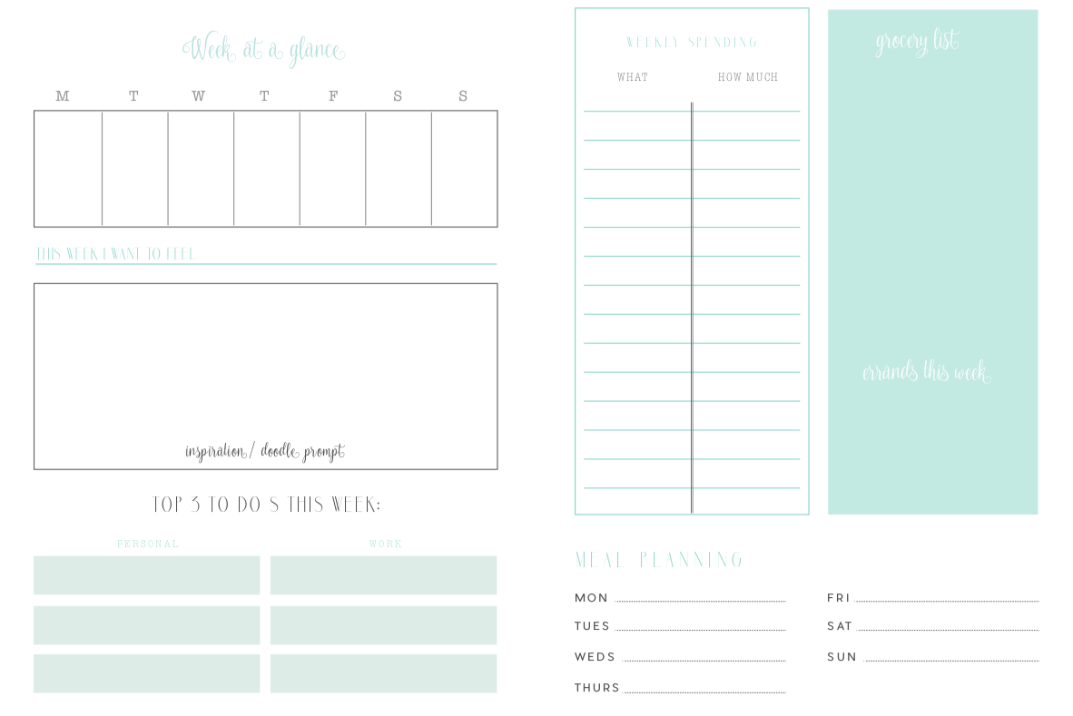 The weekly spread from the Creative Life Planner! I still use this basic format to this day!&nbsp;