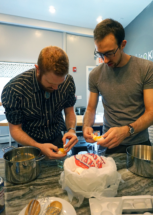 At Shiso Kitchen we learned a trick for separating yolks: dump the egg in your hand and strain the whites through your fingers. It was very messy and very amusing.
