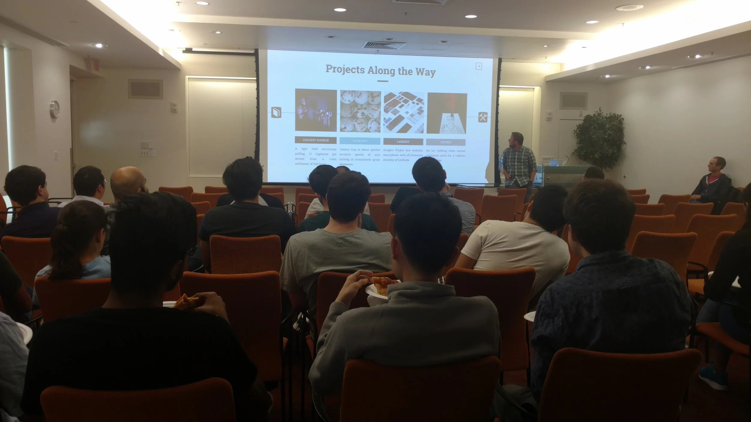 LeafLabs' fearless leader presenting to interested individuals 