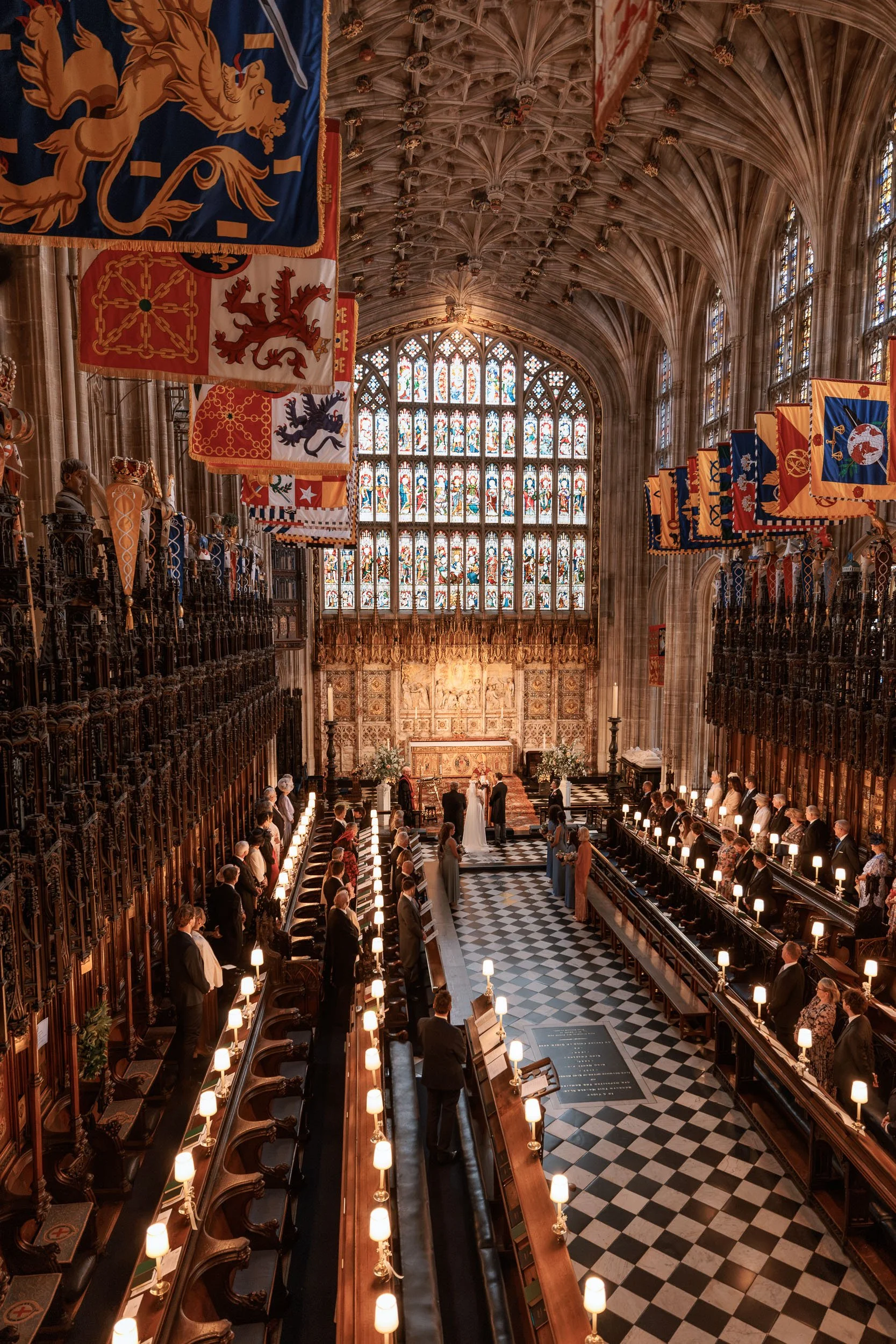 Elevated view through the Quire of St George’s Chapel, Windsor Castle