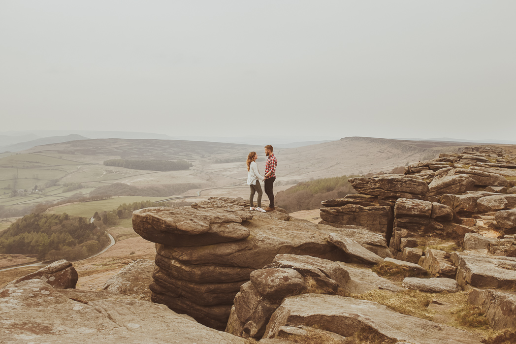 Couple portrait and engagement shoot at Stannage Edge in the Peak District by Yorkshire wedding Photographer