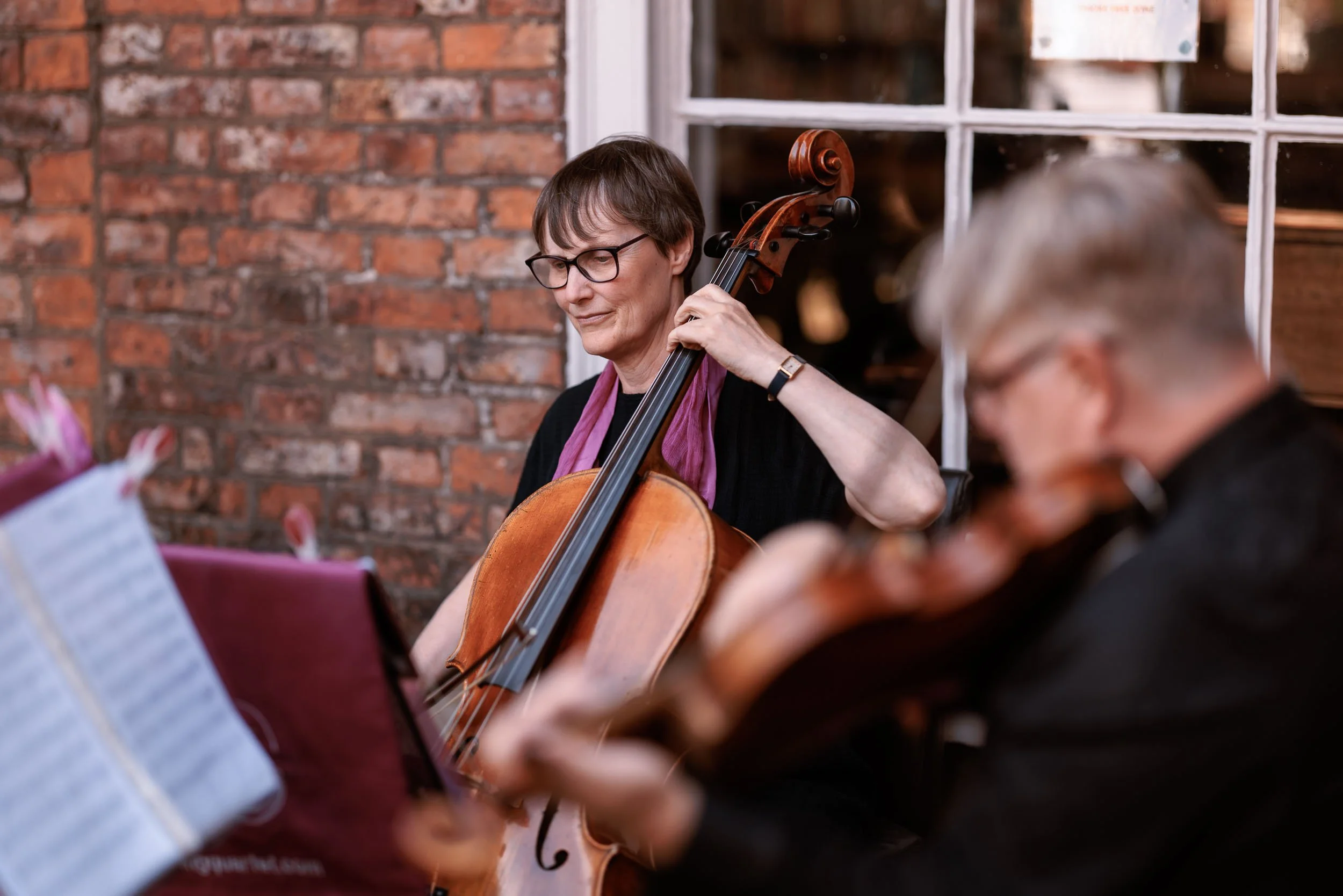 Musicians performing during Alicia and Max's wedding celebration.