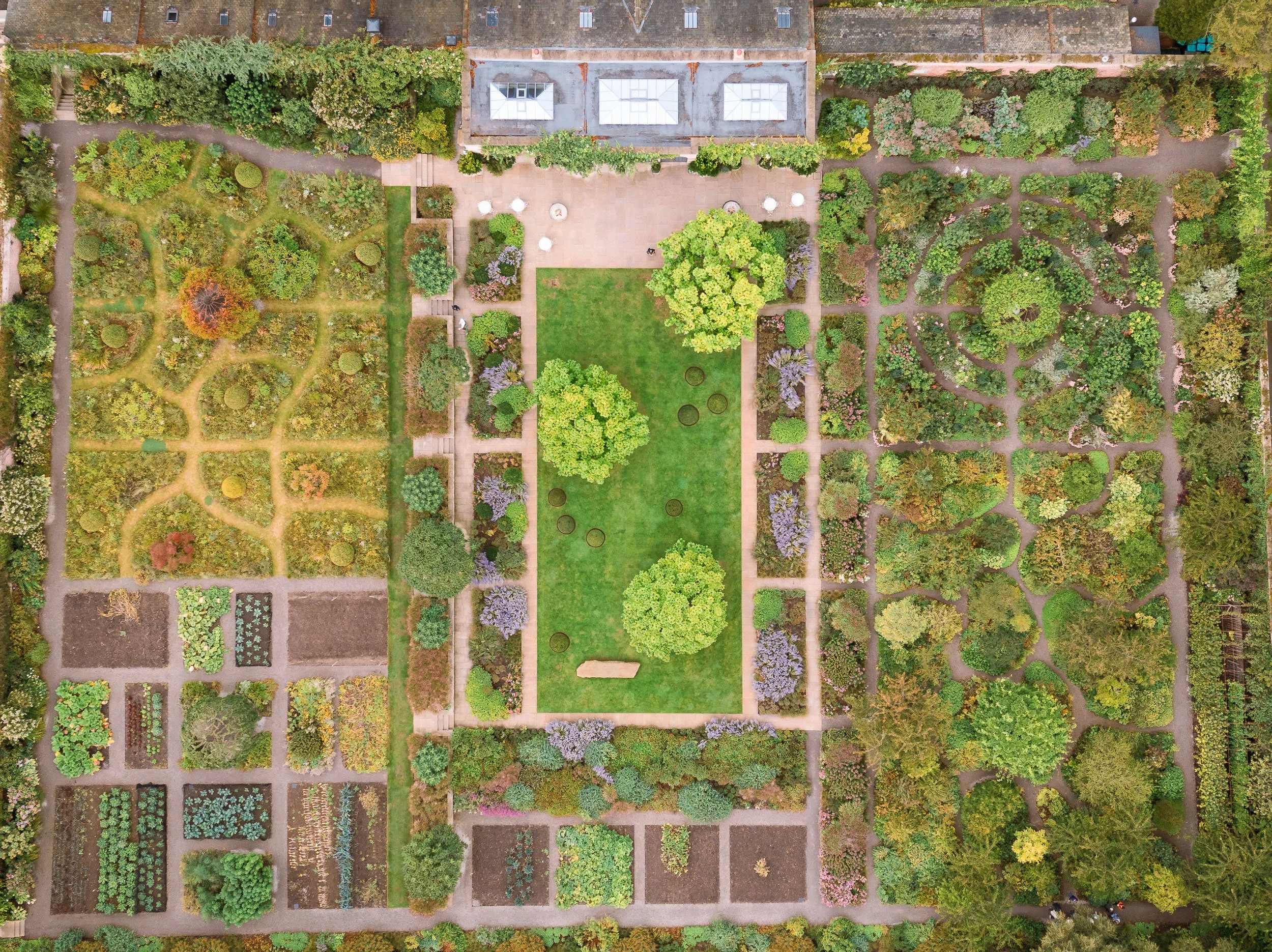 Aerial view of The Fig House Walled Gardens at Middleton Lodge.