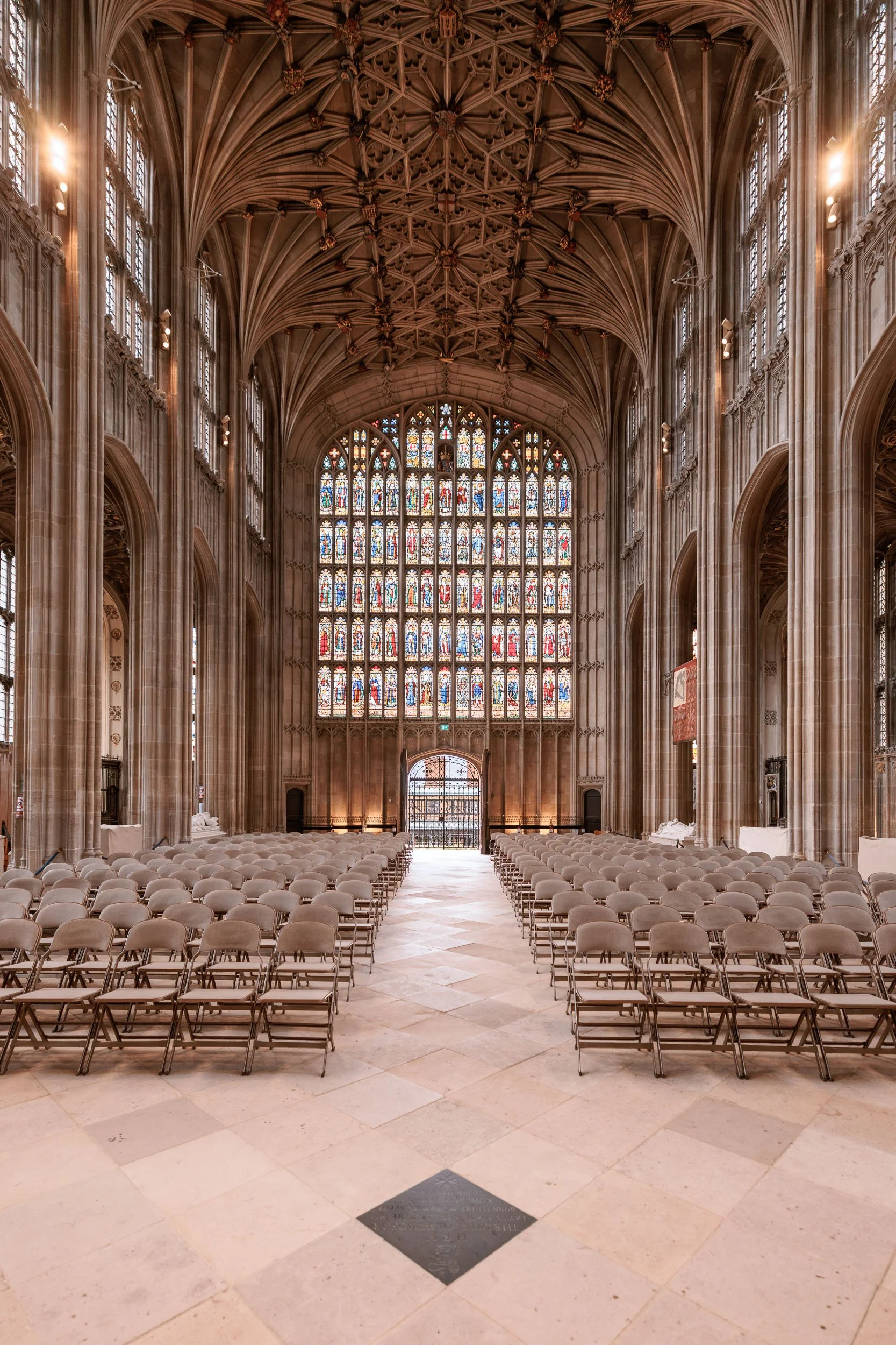 Interior of St George’s Chapel at Windsor Castle before the wedding ceremony