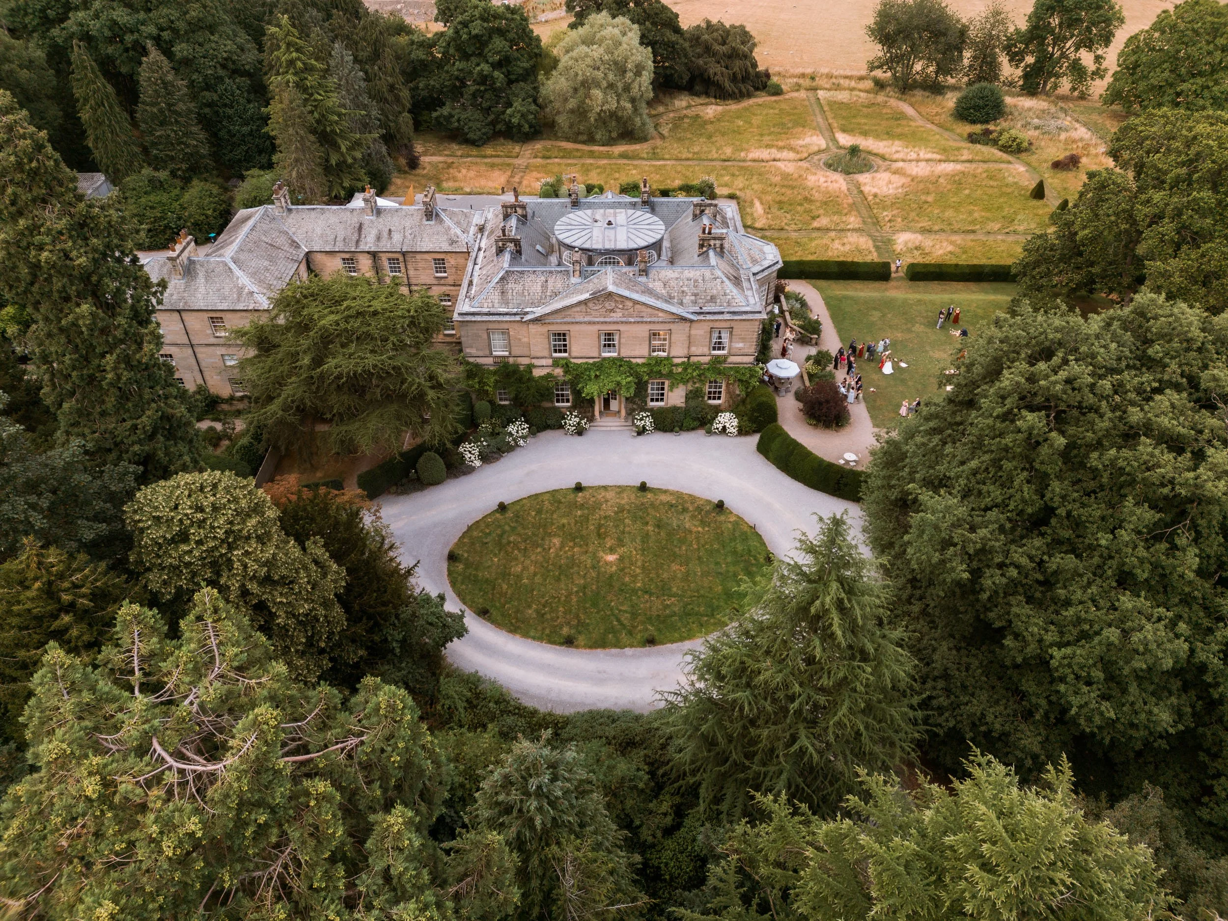 Aerial view of Middleton Lodge Main House and the surrounding estate.
