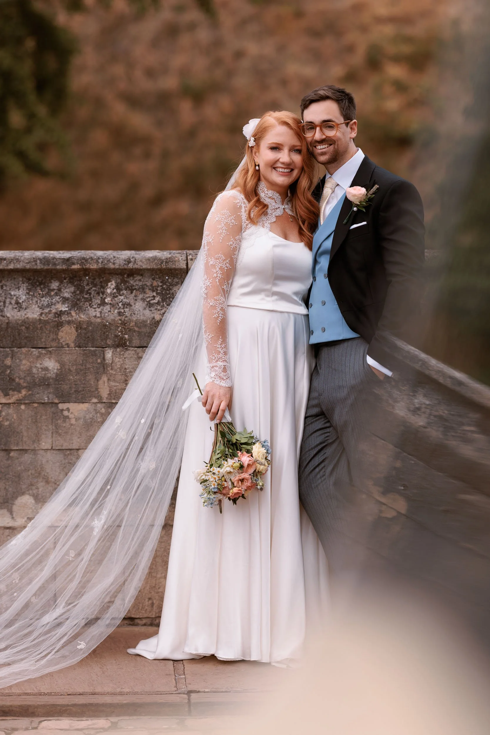 Portrait of Clemmie and James together in the grounds of Windsor Castle