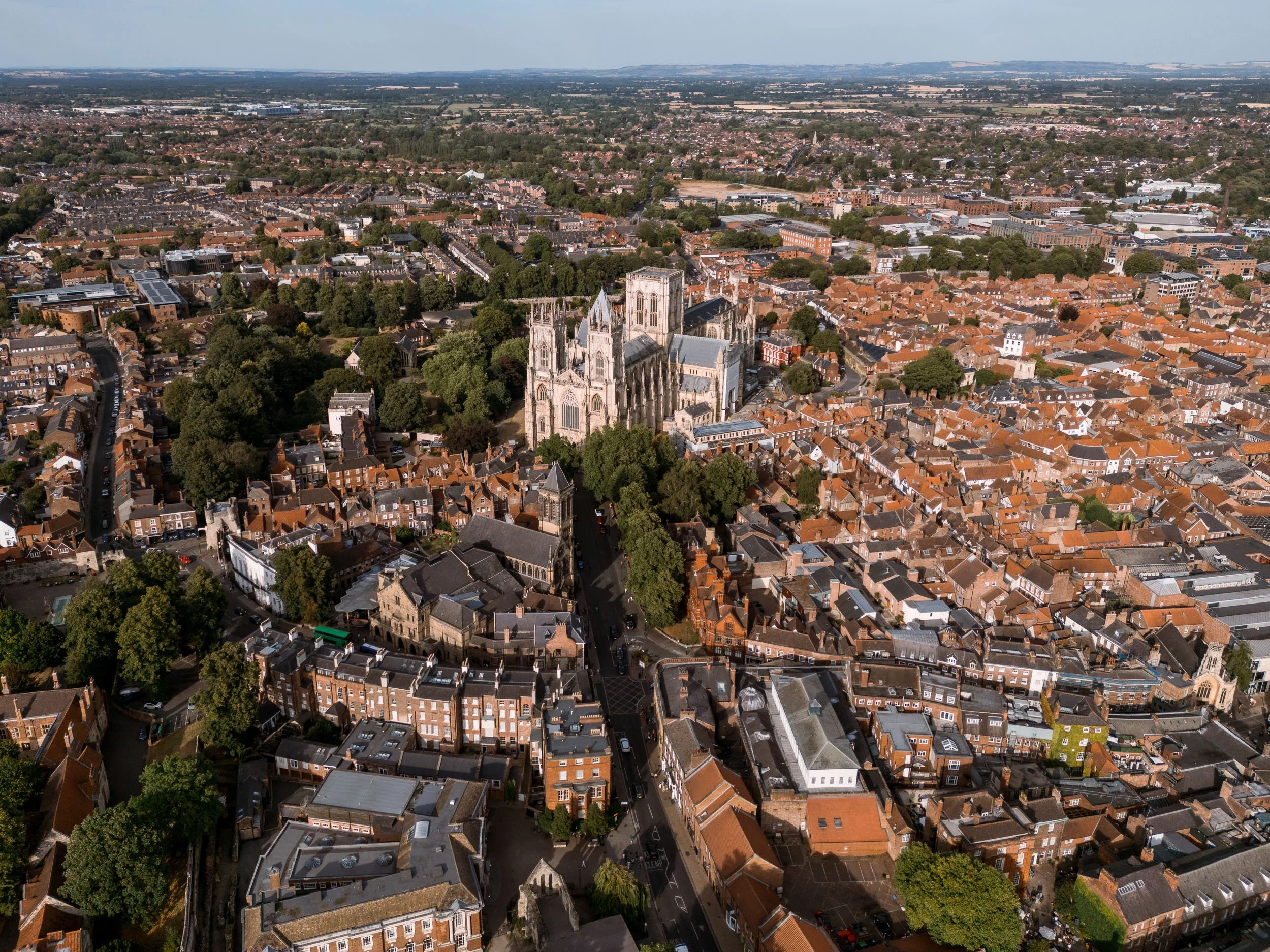 Aerial view of York Minster and the historic city of York