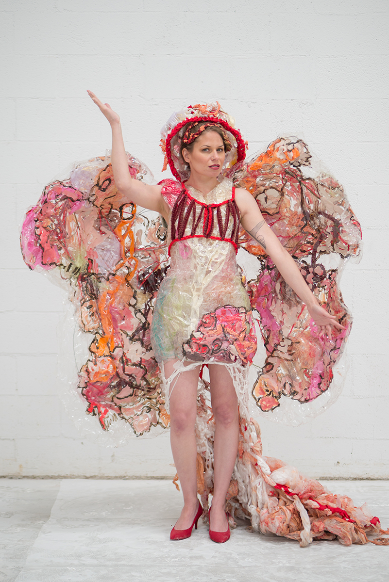 Meat Market Gown and Wings in collaboration with Stephanie Sherwood Model: Carrie Rebecca Armellino Photographer: Jesus Martinez-Rizo