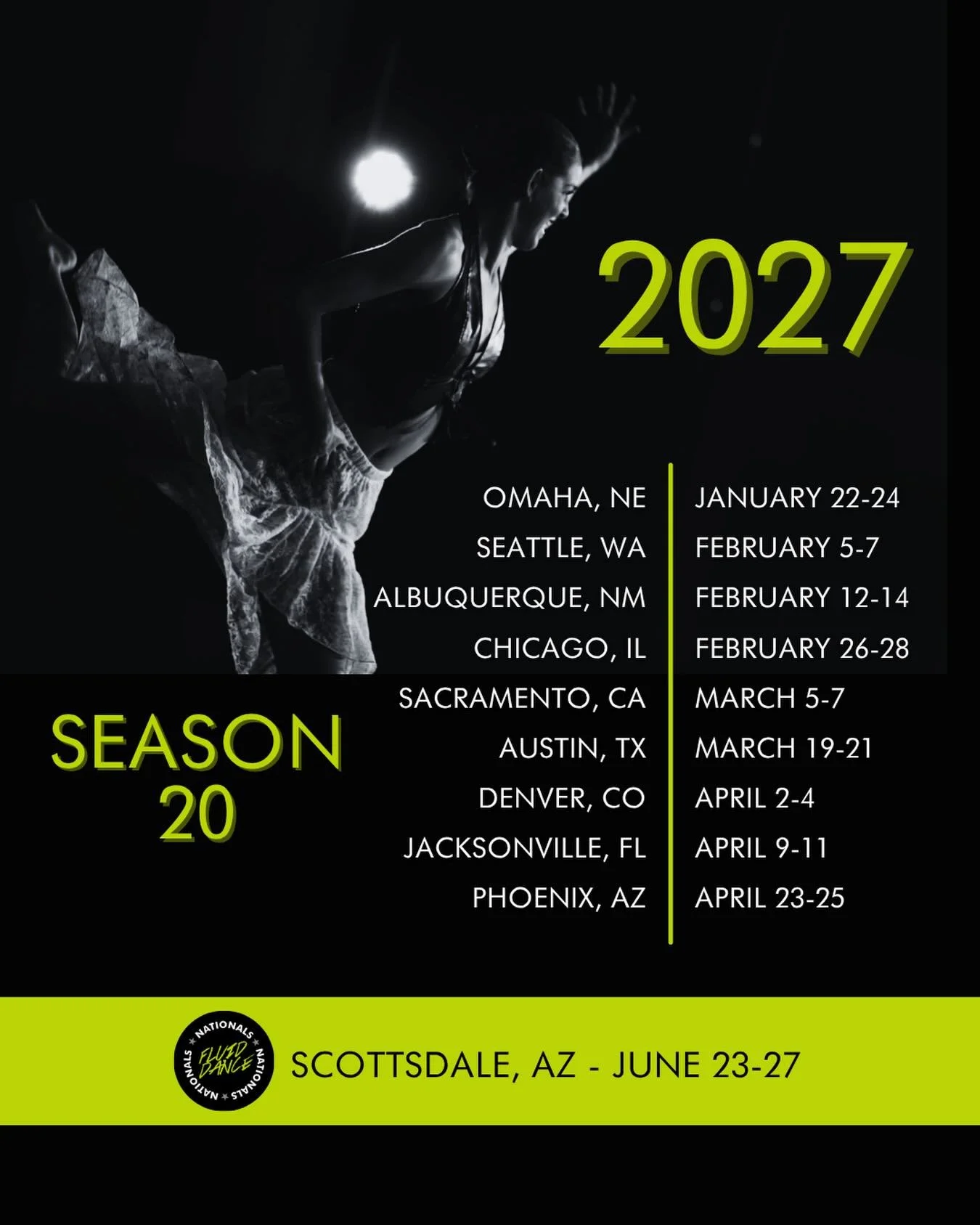 💚 20 YEARS OF FLUID DANCE 💚

Join us during the 2027 Tour!!