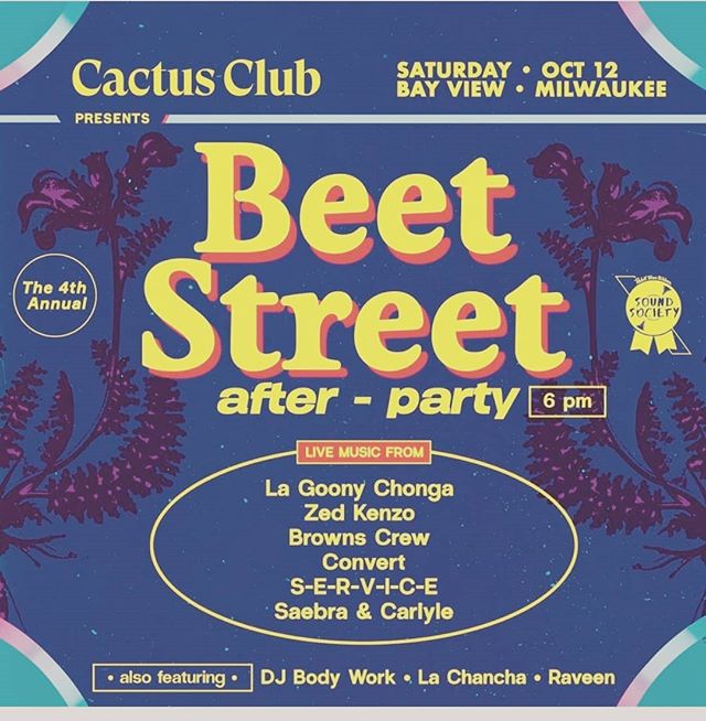 Hey Milwaukee fwends! Early show tonight @cactusclubmke 🌵🍺!! + After party for #beetstreetharvestfestival // Starts at 6:00. Let's party! Psyched to see @convertsaves ! 🦇🖤🦇 Word is there's tacos too. @fridascocina 🌮🌮//#gimmesomeservice #servic