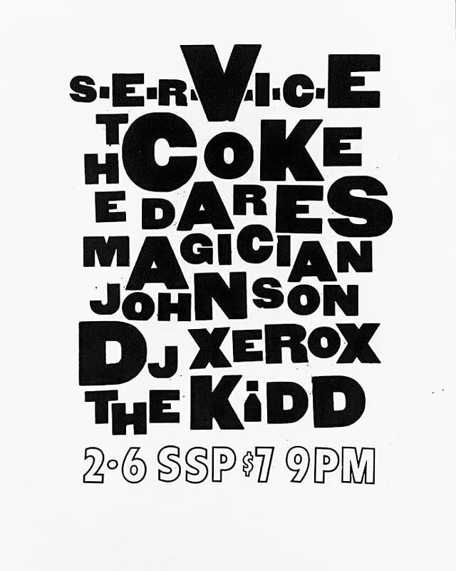 Bloomington invasion! Coke Dares, Magician Johnson, DJ Xerox the Kidd, and S-E-R-V-I-C-E. @state.street.pub Thursday February 6. Remember when you used to do fun stuff on Thursdays? Bring it back. #servicetheband #gimmesomeservice