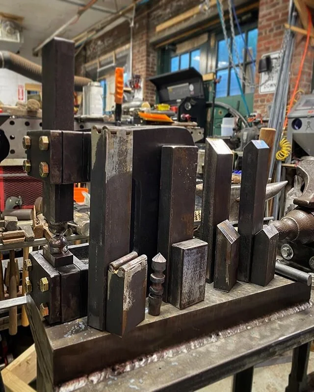 Made up some dies for the guillotine tonight. This thing is amazing. I was hammering on some 3/4&rdquo; round bar with the mellow wedges and next thing I knew the piece had split clear in half! You really get a great transference of force with these 