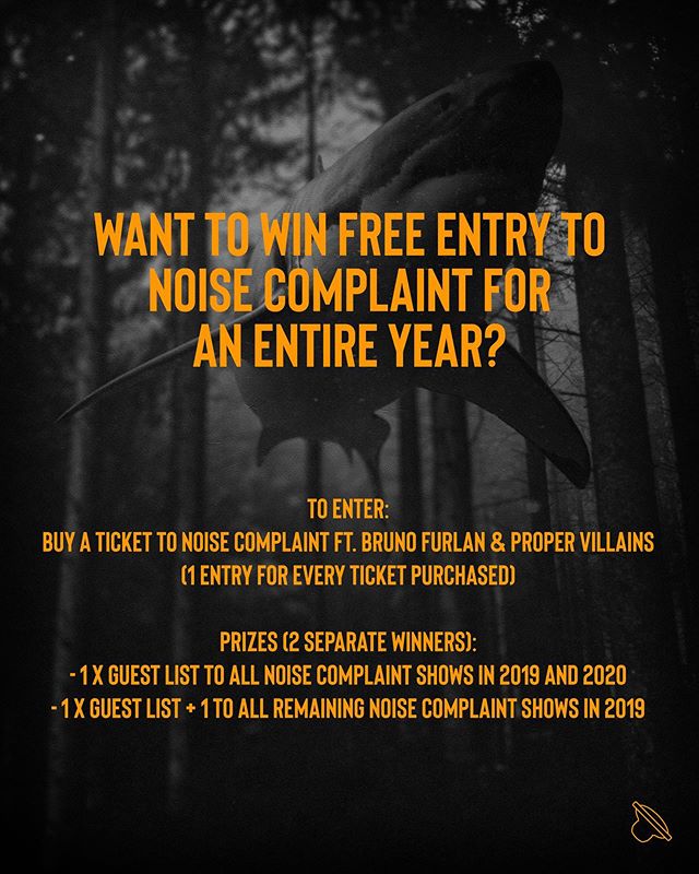 🗣 ATTENTION ALL COMPLAINERS! purchase a ticket (via our website) for @brunofurlan x @propervillains on October 11th &amp; win 1x GUESTLIST for ALL NC shows in 2019 AND 2020 OR 1x GUESTLIST to all remaining complaints in 2019! TWO SEPARATE WINNERS WI