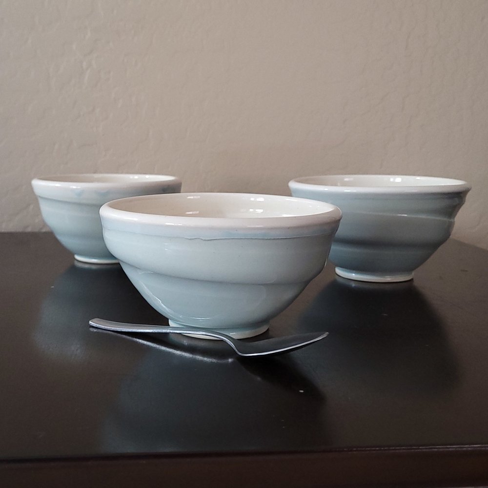 Set of 4 White Aqua green lips Ceramic Measuring Cup Nesting Prep Bowls by  BlueRoomPottery