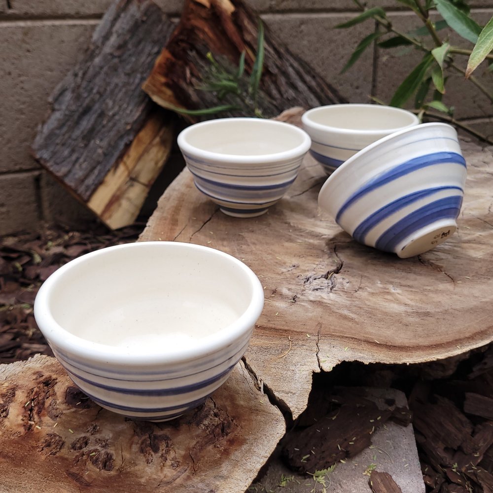 Heritage Blue Stripe Stoneware Mixing Bowls - Set of 4