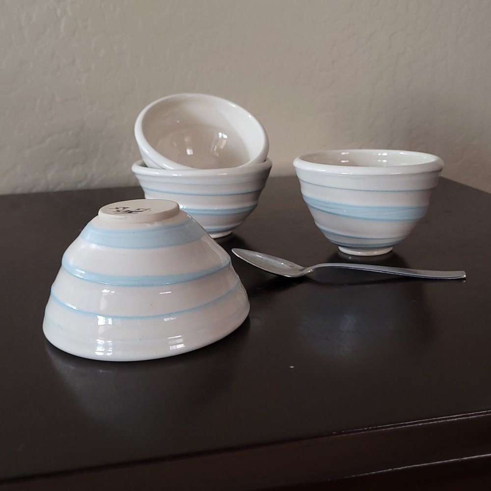 Heritage Blue Stripe Stoneware Mixing Bowls (Set of 4)