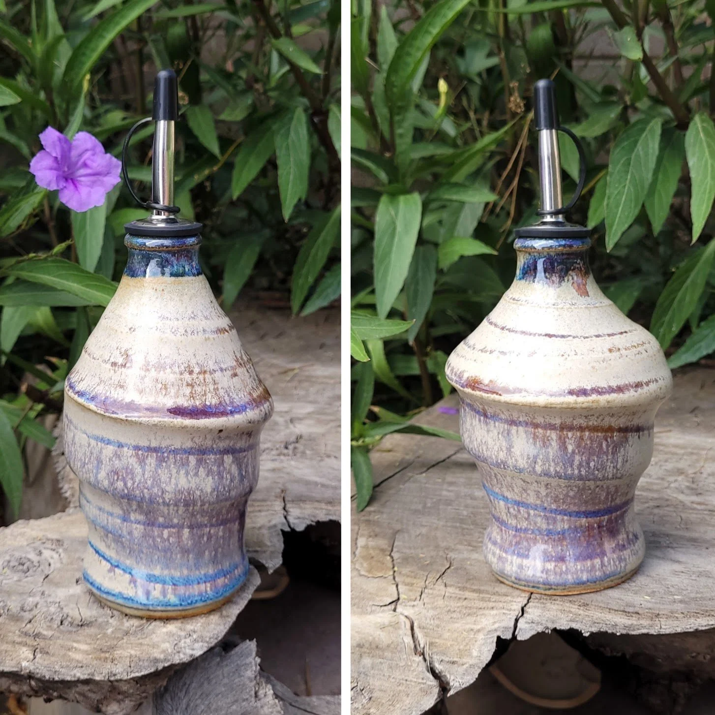 Lavender Pearl Oil Bottle with Spout; Single or Set of 2