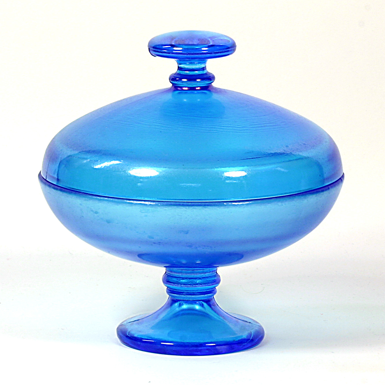 Fenton Early Period Celeste Blue Powder Puff