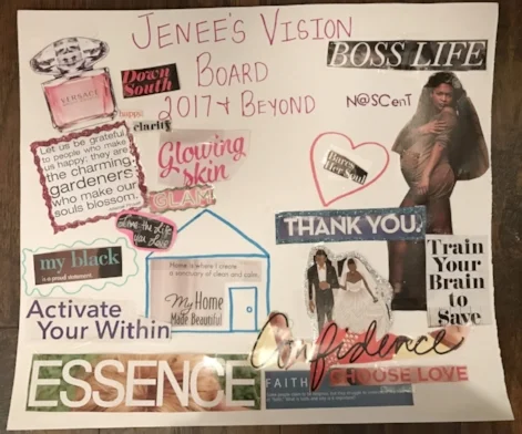 My vision board is not quite finished. I didn't want to just focus on 2017 goals, but life goals as well. Can you guess some of my goals?