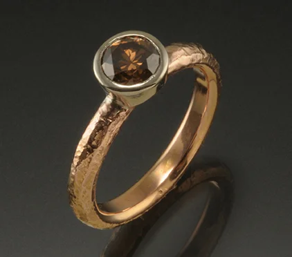 14K Rose Gold and Cognac Diamond Engagement Ring