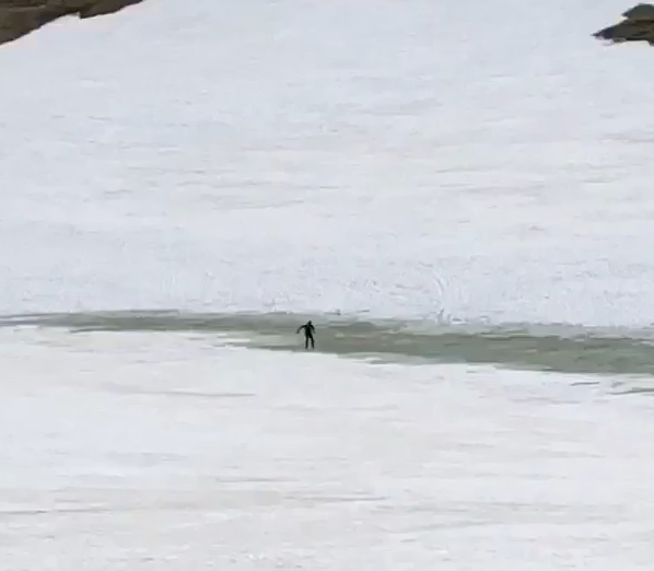 Jackson entering the pond