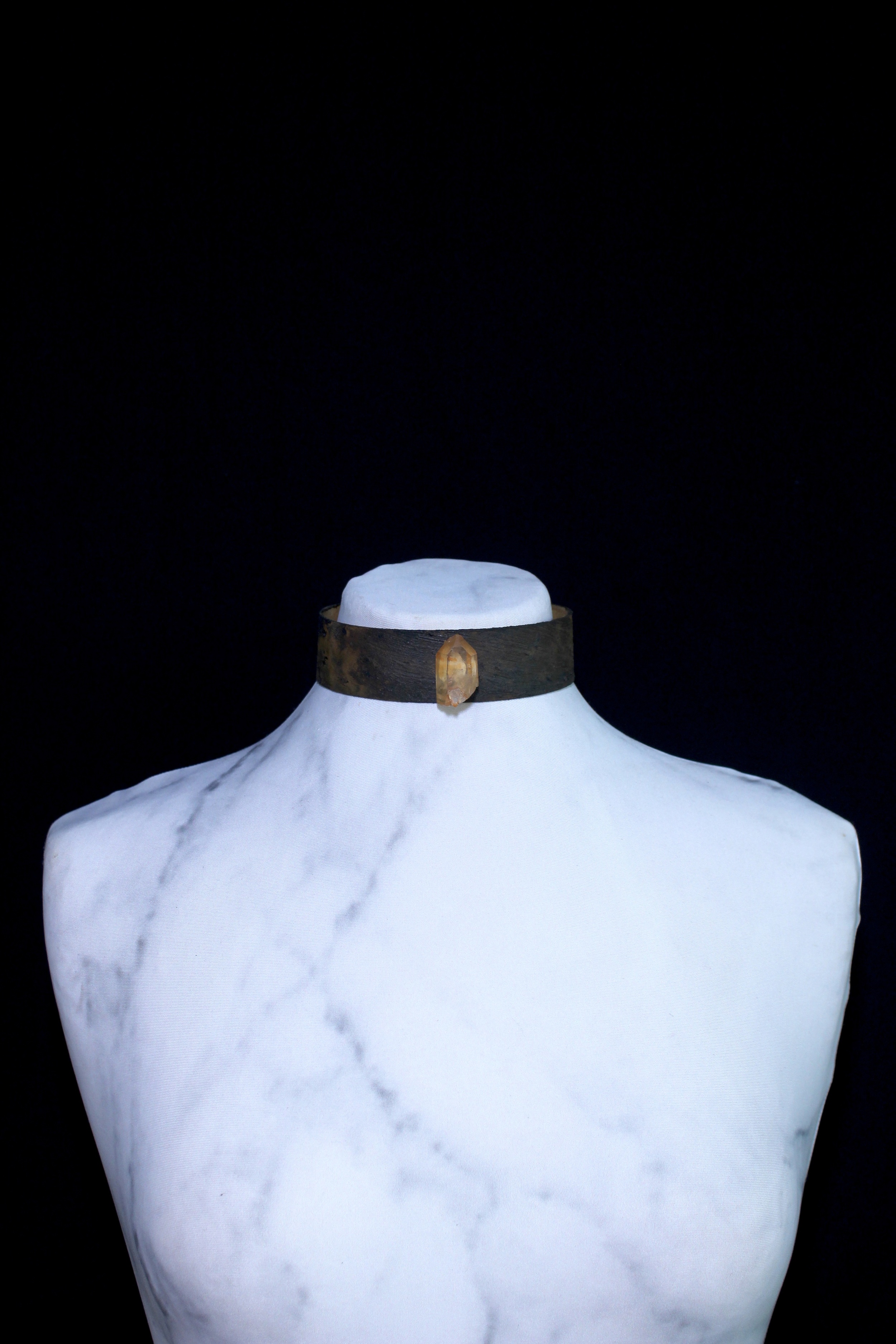 Rust Wooden Choker with Tangerine Quartz