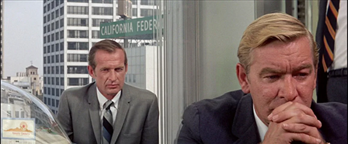 Zabriskie Point Interior and exterior follow the same perspective lines creating a sense of a total man made landscape that goes on forever.