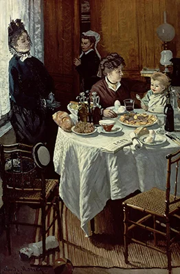 The immediacy of a snapshot using oil paint in The Breakfast Claude Monet 1868