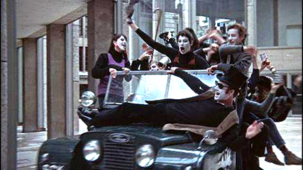 Blow-Up The mimes at the beginning of the film in the London financial district.