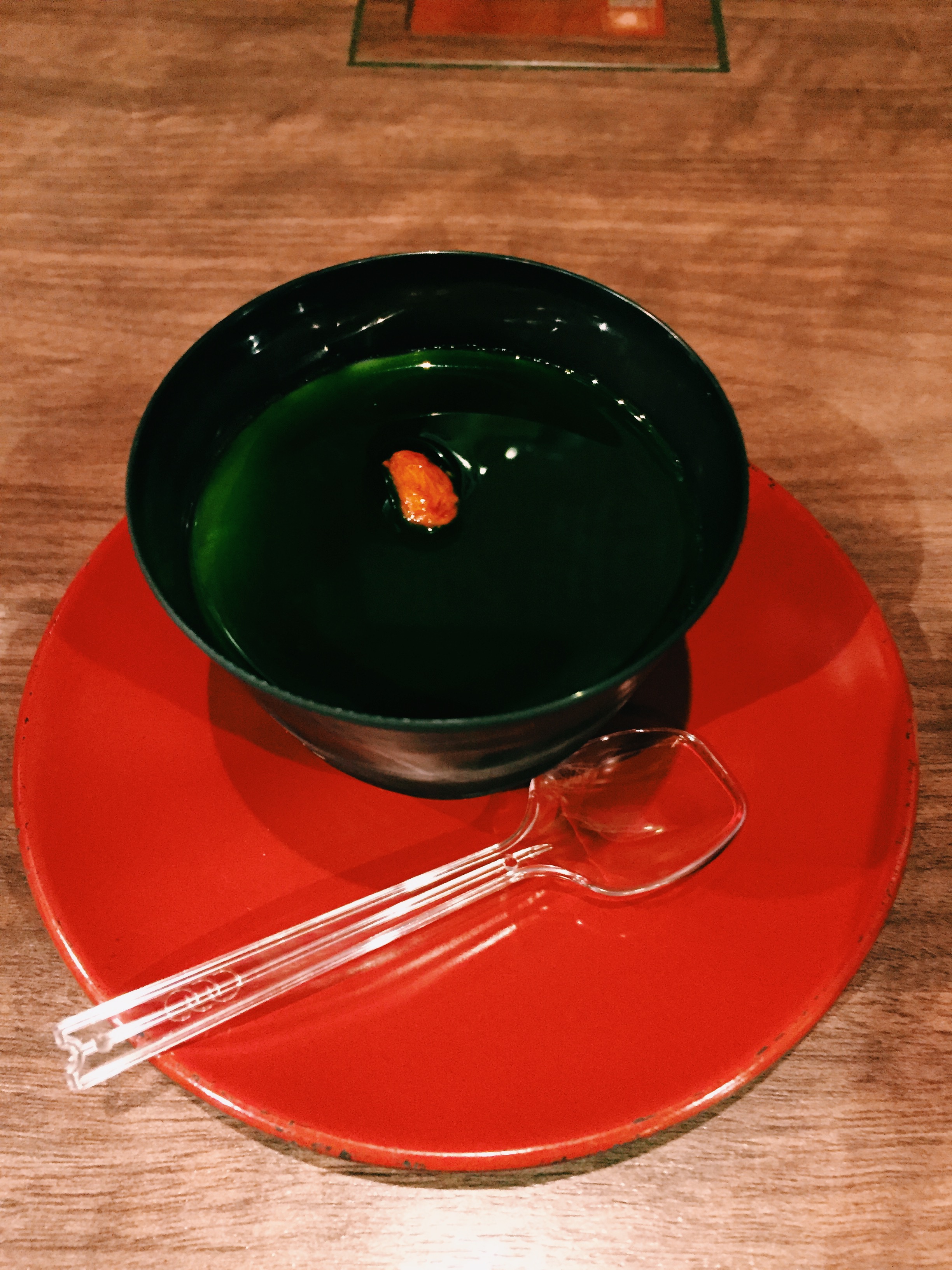Dessert of matcha tofu