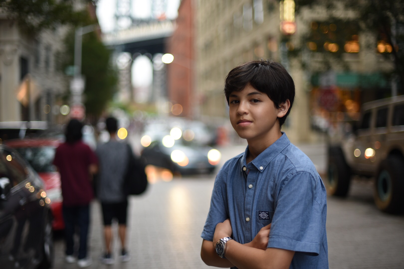 Josh Reisner pictured in front of the Brooklyn Bridge in DUMBO, Brooklyn
