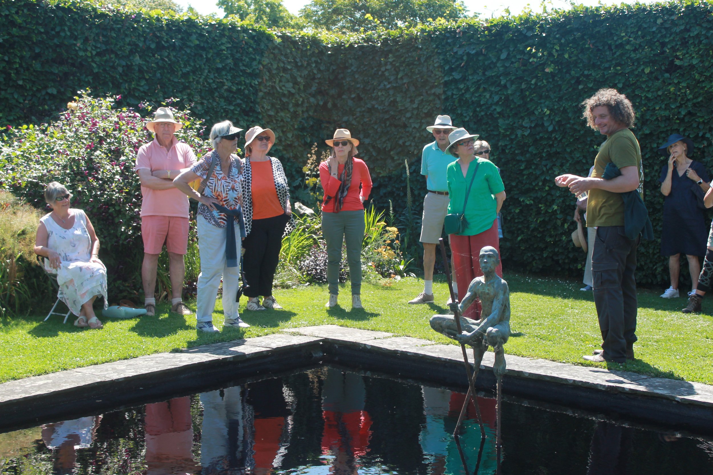  Contemplating  water features at Yeo Valley Organic Gardens 