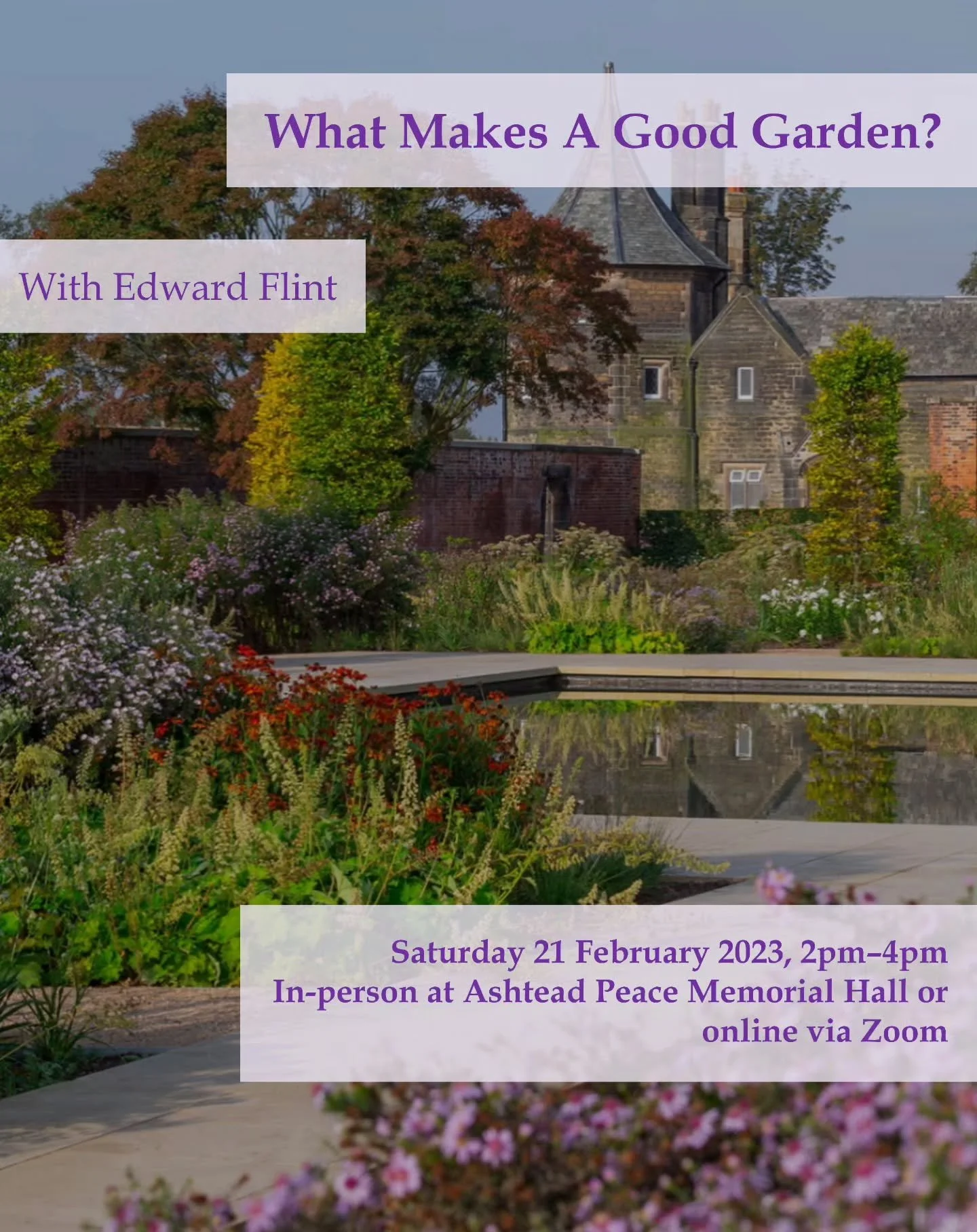 Join us on Saturday 21 February for an inspiring afternoon with Edward Flint, exploring what makes a good garden; a combination of traditional horticultural wisdom and a profound appreciation for the emotional and sensory experiences of gardens.

In 