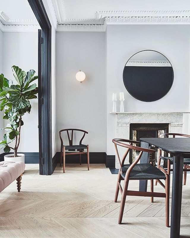 The two things I love the most about this house is the original Victorian cornicing and the new wooden floor we installed. A beautifully bleached oak chevron. A very smart floor. #woodfloors #interiordesign #design #chevron #havwoods #huxleyhome #liv