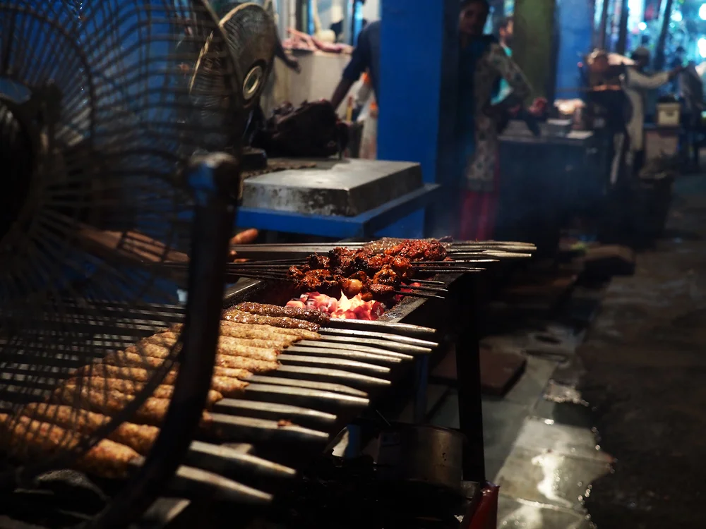 The streets are lined with a variety of kebab-wallahs.