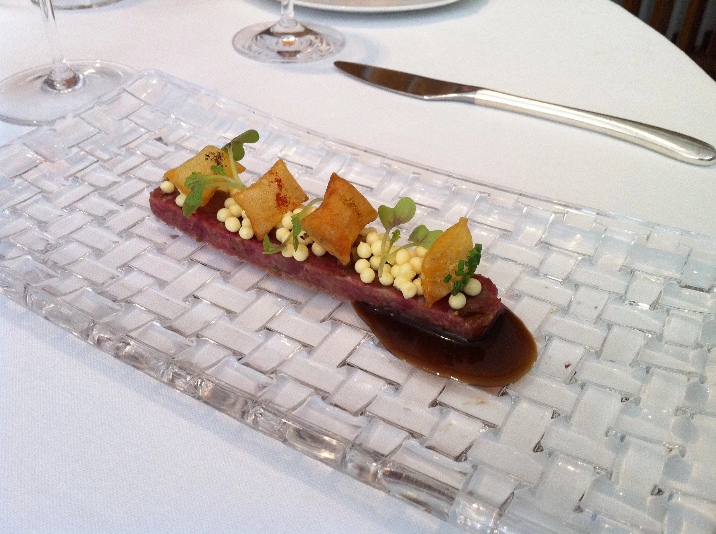 Joan Roca’s steak tartare with mustard ice cream