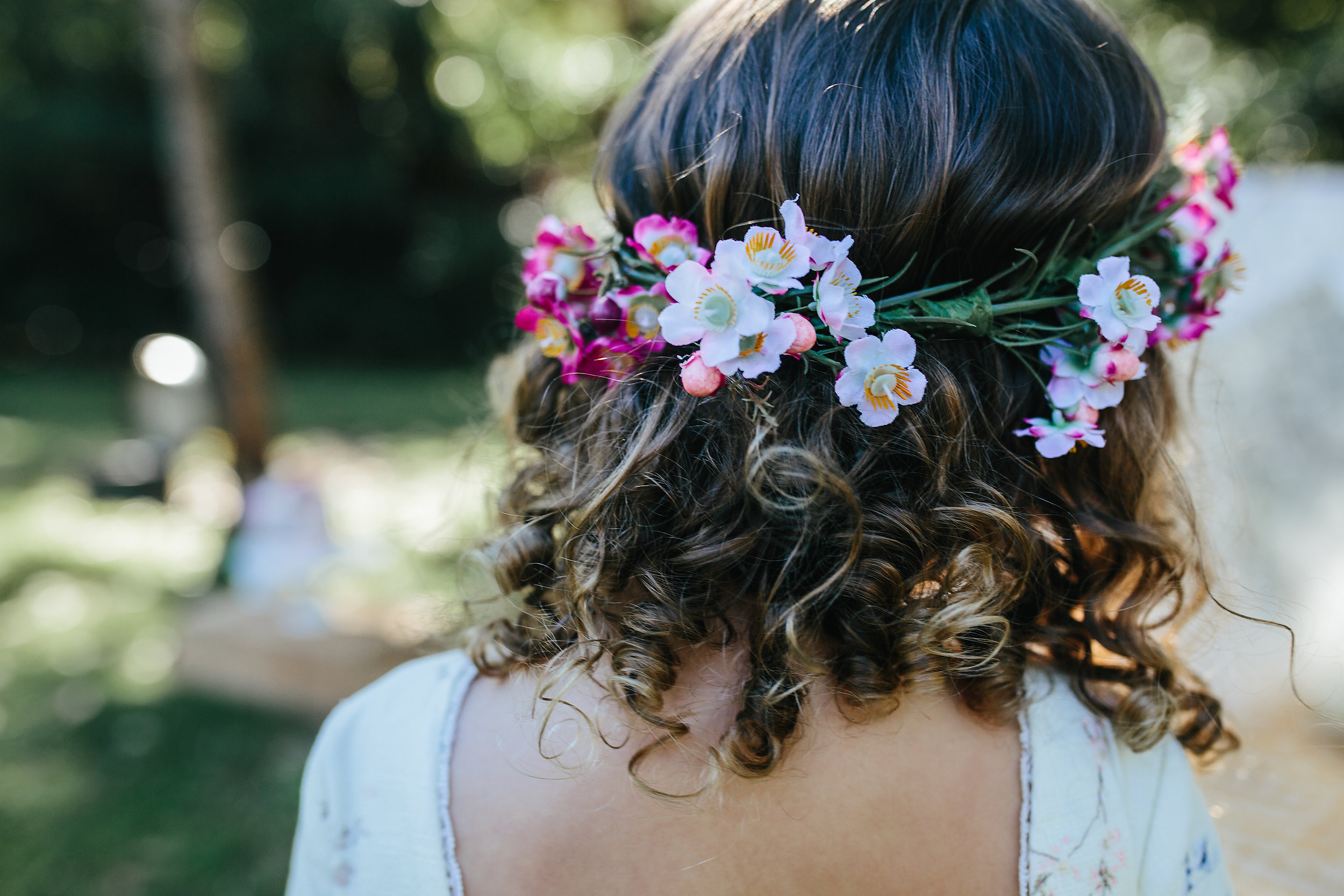 flower crown and curls