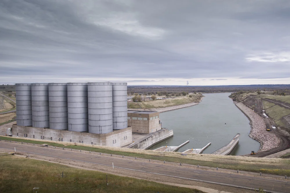 Hydropower turbines, Garrison Dam, Lake Sakakawea, North Dakota, USA