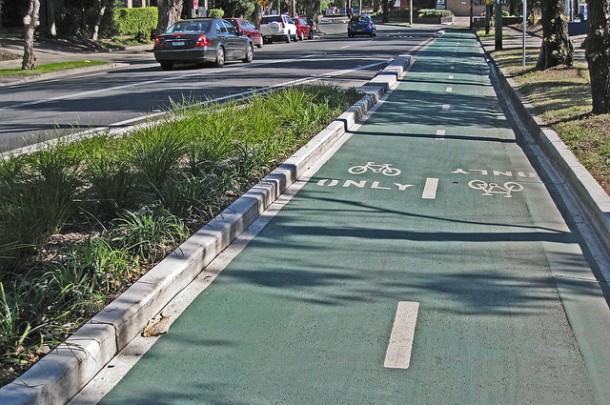 One of Sydney's few separated bike paths