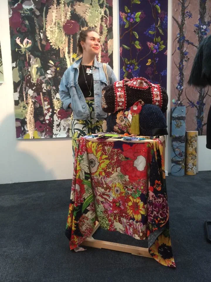 Lela Mae with her work at New Designers in Islington in June 2017.