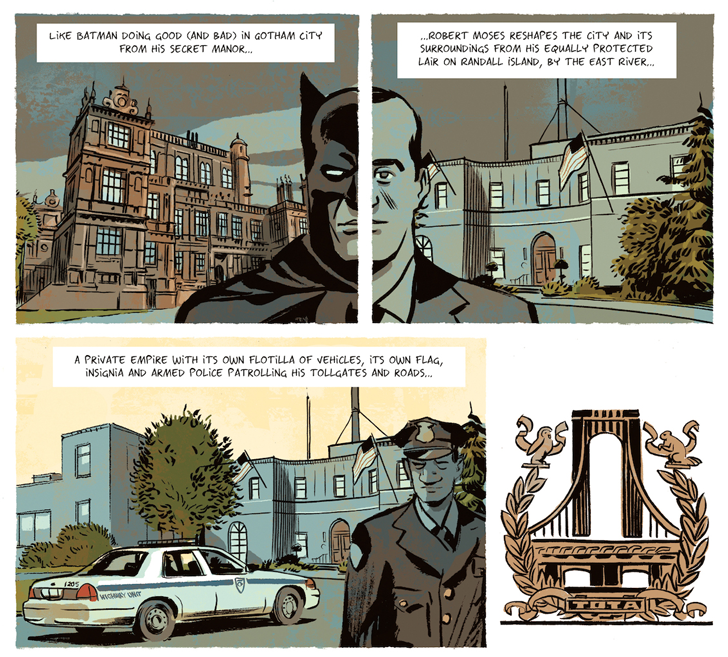 A screen shot from Christin and Balez’s “The Master Builder of New York City,” Published by Nobrow, 2015 source: https://www.6sqft.com/loathed-and-lauded-robert-moses-gets-his-own-anti-hero-graphic-novel/