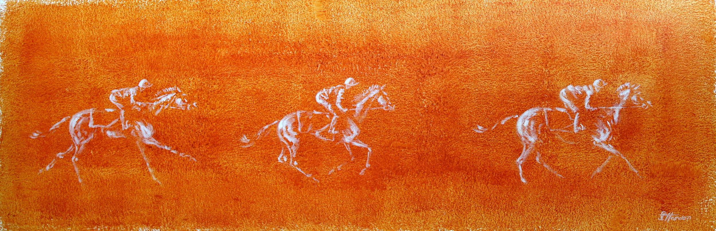 'Catch Me If You Can ' Oil on Canvas £825 Size 97 X 36 cm, Framed
