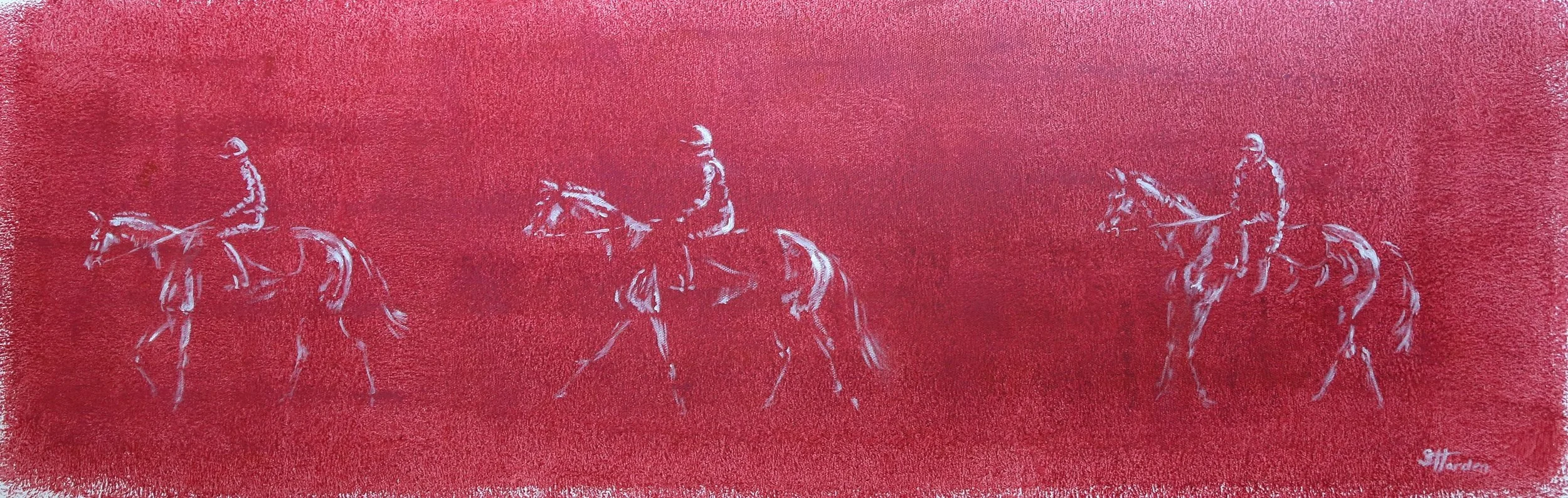 'Girth Check' Oil on Canvas £725 Size 97 X 36 cm, Framed