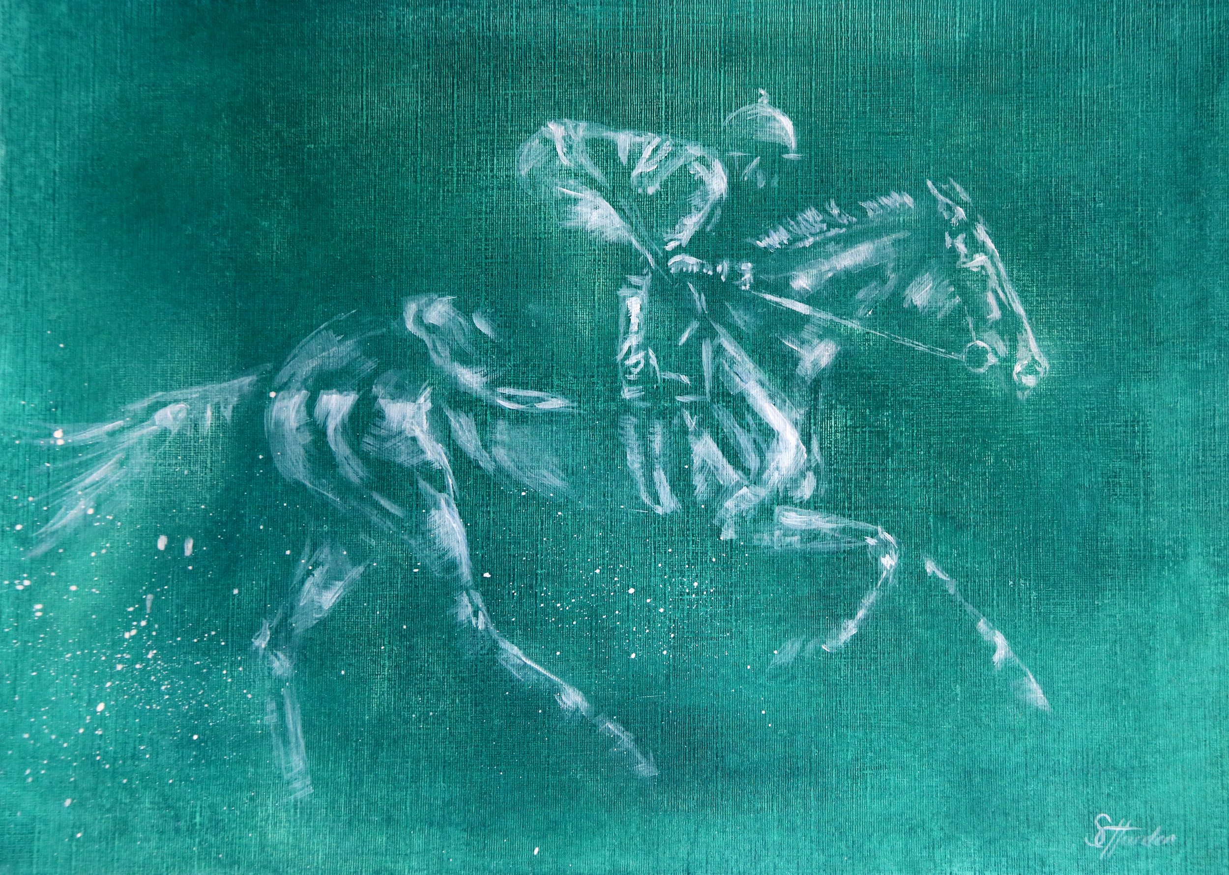 Taking up the Bridle 40x30cm  Oil on Paper.JPG