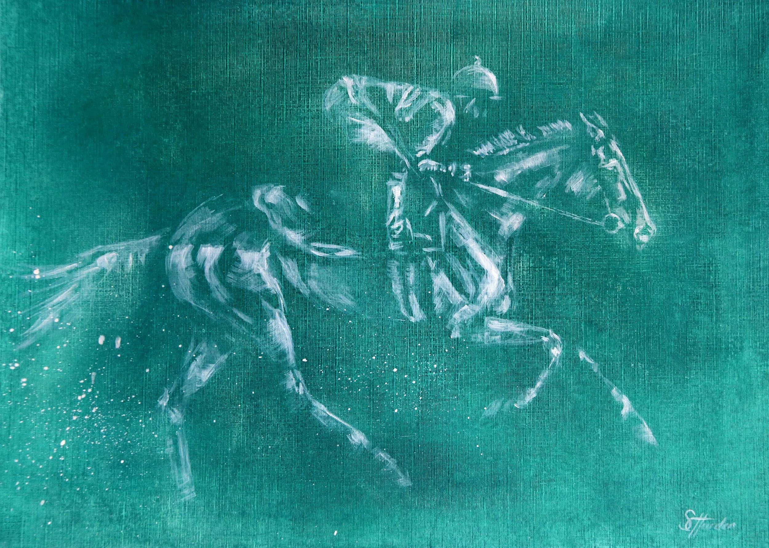 Taking up the Bridle 40x30cm  Oil on Paper.JPG
